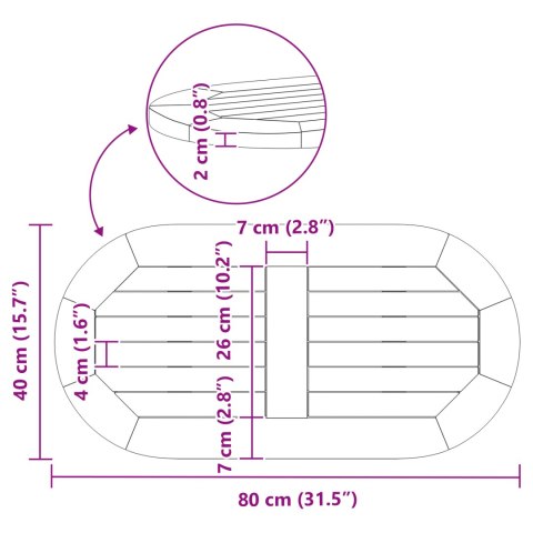 BLAT 80X40X2,2CM OWALNY Z LITEGO DREWNA AKACJOWEGO
