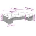 10 ELEMENTOWY ZESTAW SOF OGRODOWYCH Z PODUSZKAMI SZARY POLI RATTAN