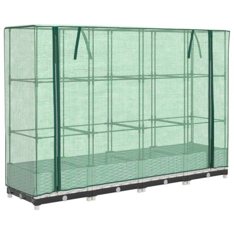 PODWYŻSZONA DONICA ZE SZKLARNIĄ WYGLĄD RATTANU 160X40X123CM