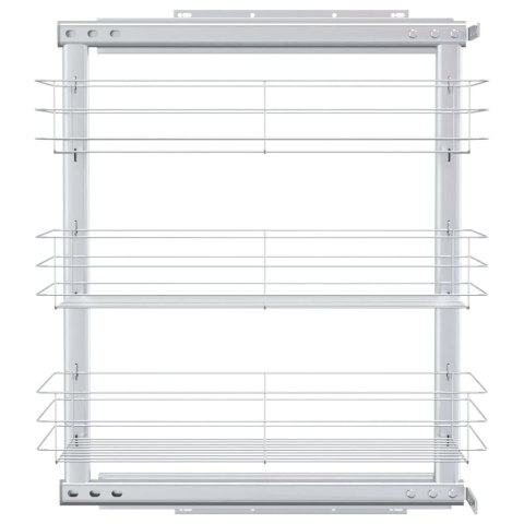 3-POZIOMOWY WYSUWANY KOSZ DRUCIANY SREBRNY 47X25X56CM