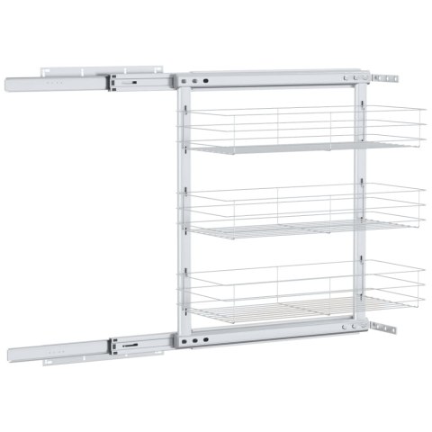 3-POZIOMOWY WYSUWANY KOSZ DRUCIANY SREBRNY 47X25X56CM