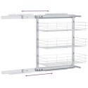 3-POZIOMOWY WYSUWANY KOSZ DRUCIANY SREBRNY 47X25X56CM
