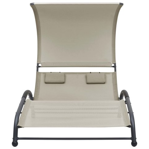 PODWÓJNY LEŻAK Z BALDACHIMEM TKANINA TEXTILENE KREMOWY