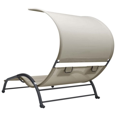 PODWÓJNY LEŻAK Z BALDACHIMEM TKANINA TEXTILENE KREMOWY