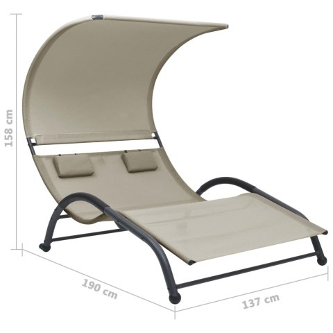 PODWÓJNY LEŻAK Z BALDACHIMEM TKANINA TEXTILENE KREMOWY