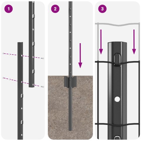 PŁOT EURO Z 10 SŁUPKAMI SZARY 1X10M STAL