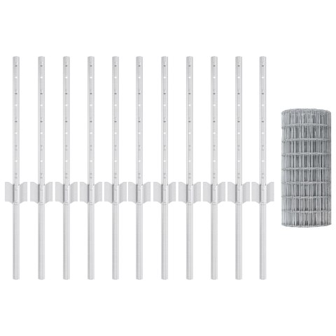 EURO PŁOT Z 11 SŁUPKAMI SREBRNY 0,4X25M STAL