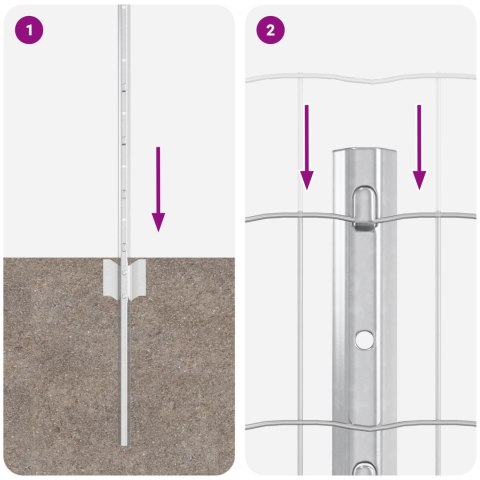 EURO PŁOT Z 11 SŁUPKAMI SREBRNY 0,4X25M STAL
