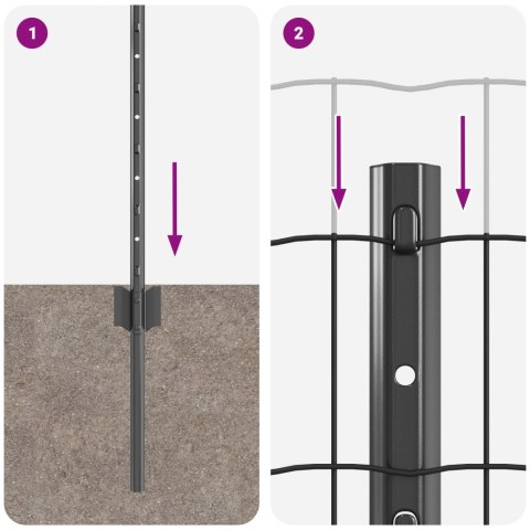 EURO PŁOT Z 22 SŁUPKAMI SZARY 0,6X50M STAL