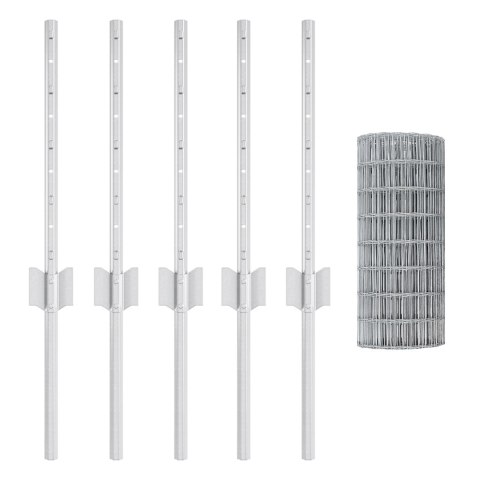 VidaXL Płot Euro z 5 słupkami Srebrny 0,4x10 m Stal