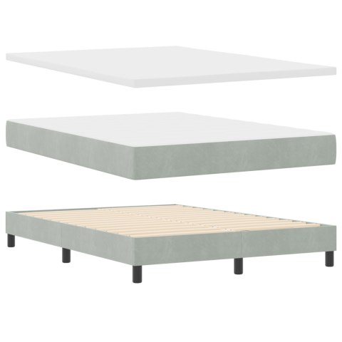 ŁÓŻKO BOX SPRING Z MATERACEM JASNOSZARE 140X190CM AKSAMIT