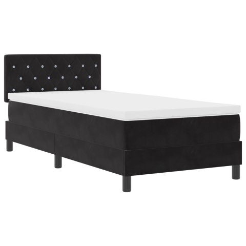 ŁÓŻKO TYPU BOX SPRING Z MATERACEM CZARNE 90X200CM AKSAMIT