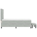 ŁÓŻKO BOX SPRING Z MATERACEM & ŁAWKĄ JASNOSZARY 100X200CM AKSAMIT