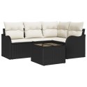 4-CZĘŚCIOWY ZESTAW SOF OGRODOWYCH Z PODUSZKAMI BRĄZOWY POLIRATTAN 2-OSOBOWA SOFA OGRODOWA Z PODUSZKAMI CZARNY POL