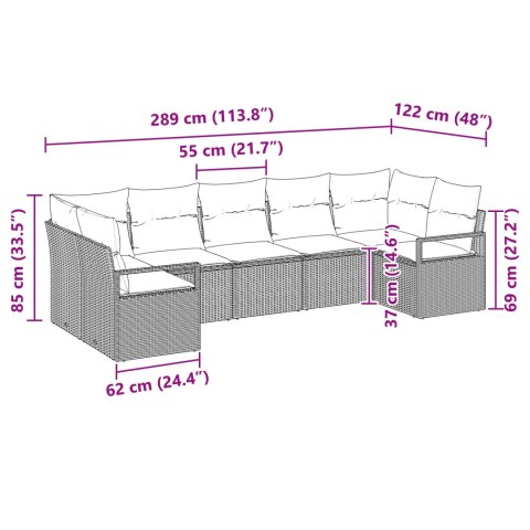 7-CZĘŚCIOWY ZESTAW SOFY OGRODOWEJ Z PODUSZKAMI BEŻOWY POLIRATTAN 2-OSOBOWA SOFA OGRODOWA Z PODUSZKAMI BEŻOWY POLI