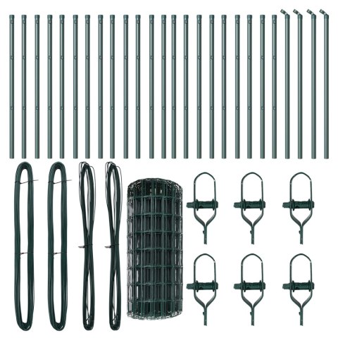 EURO FENCE Z 13 SŁUPKAMI 0.4X50M STAL OCYNKOWANA ZIELONA