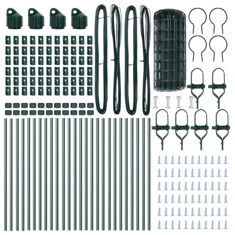 EURO FENCE Z 13 SŁUPKAMI 0.4X50M STAL OCYNKOWANA ZIELONA