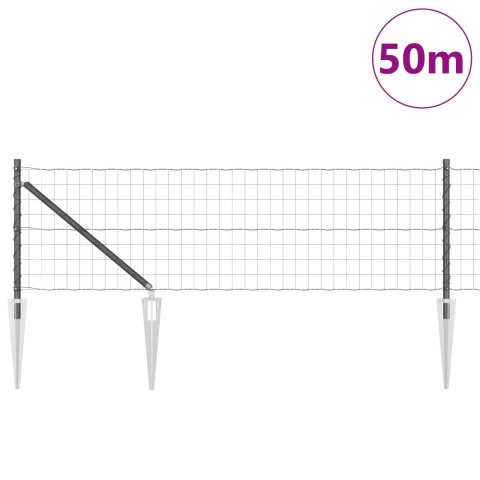 EURO FENCE Z 13 SŁUPKAMI KLINOWYMI 0.4X50M STAL GALWANIZOWANA SZARA