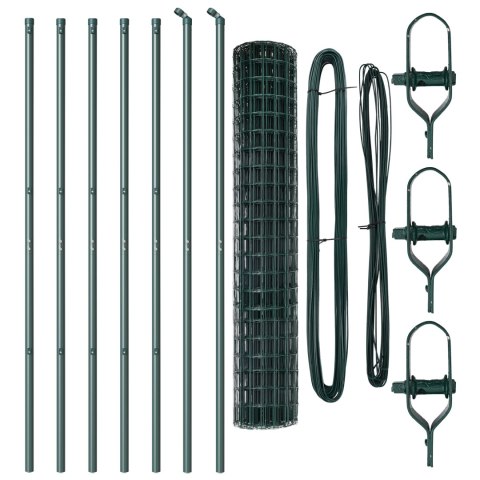 EURO FENCE Z 7 SŁUPKAMI 1.6X10M ZE STALI OCYNKOWANEJ ZIELONY