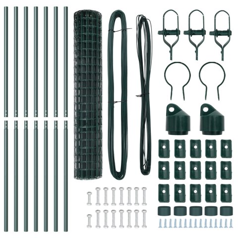 EURO FENCE Z 7 SŁUPKAMI 1.6X10M ZE STALI OCYNKOWANEJ ZIELONY