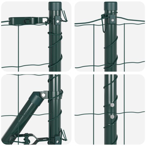 EURO FENCE Z 7 SŁUPKAMI 1.6X10M ZE STALI OCYNKOWANEJ ZIELONY