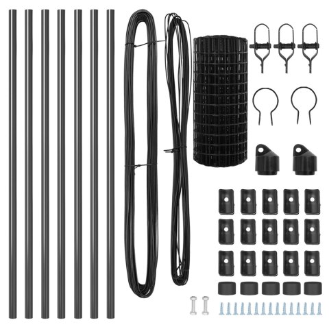 PŁOT EURO Z 13 SŁUPKAMI 0.8X25M ZE STALI OCYNKOWANEJ SZARY