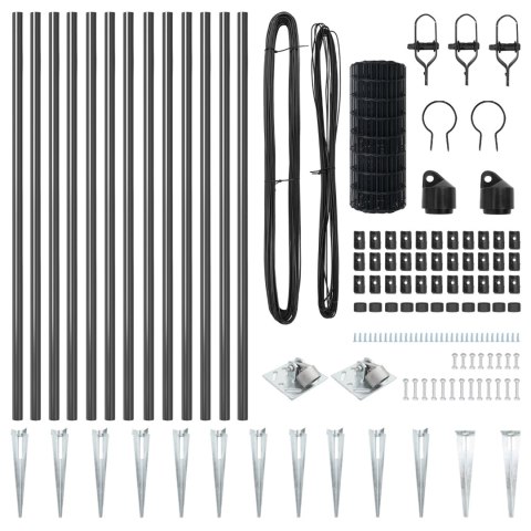 PŁOT Z 13 SŁUPAMI WBIJANYMI 1X25M STAL GALWANIZOWANA SZARY