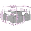 ZESTAW JADALNIANY DO OGRODU W 5 CZĘŚCI Z PODUSZKAMI BEŻOWY POLI RATTAN AKACJA