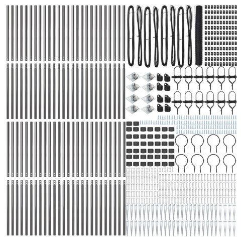 PŁOT HEXAGONALNY SZARY 1.4X100M STAL SŁUPKI PŁOTOWE Z OSTRZEM 13 SZT. Ø32MM 160CM STAL OCYNKOWANA