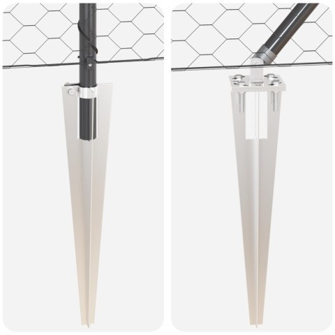 PŁOT HEXAGONALNY SZARY 1.4X100M STAL SŁUPKI PŁOTOWE Z OSTRZEM 13 SZT. Ø32MM 160CM STAL OCYNKOWANA