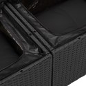 8-ELEMENTOWY ZESTAW SOF OGRODOWYCH Z PODUSZKAMI CZARNY POLIRATTAN SOFA OGRODOWA 2-OSOBOWA Z SCHOWKIEM I PODUSZKAMI CZARNY POLIR