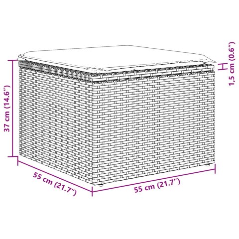 6-CZĘŚCIOWY ZESTAW SOFY OGRODOWEJ Z PODUSZKAMI CZARNY POLIRATTAN 2-OSOBOWA SOFA OGRODOWA Z MIEJSCEM DO PRZECHOWYW