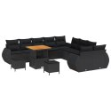 SOFA OGRODOWA W 13 ELEMENTACH Z PODUSZKAMI CZARNY POLIRATTAN AKACJA ZESTAW OBIADKOWY W 3 ELEMENTACH Z PODUSZKAMI