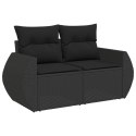 SOFA OGRODOWA W 13 ELEMENTACH Z PODUSZKAMI CZARNY POLIRATTAN AKACJA ZESTAW OBIADKOWY W 3 ELEMENTACH Z PODUSZKAMI