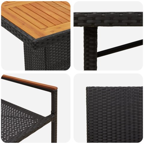 CZARNY POLIRATTAN 7-CZĘŚCIOWY ZESTAW JADALNY KRZESŁA OGRODOWE Z PODUSZKAMI - ZESTAW 2 SZT. W CZARNYM POLIRATTANIE