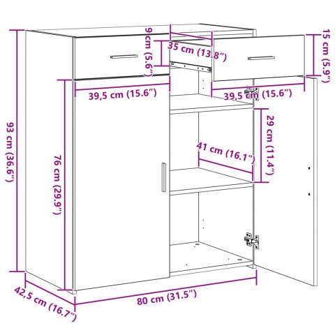 SZAFKA DO PRZECHOWYWANIA DĄB RZEMIEŚLNICZY 80X42.5X93.5CM