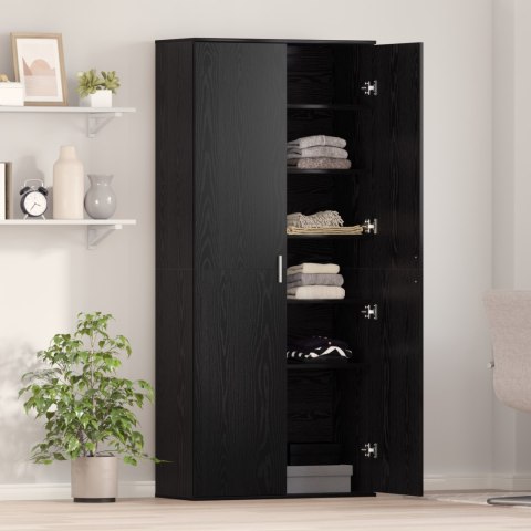 WYSOKI REGAŁ CZARNY DĄB 80X35X180CM DREWNO INŻYNIERYJNE