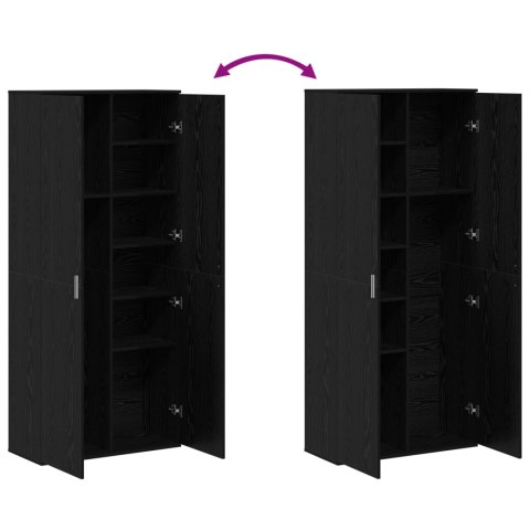 WYSOKI REGAŁ CZARNY DĄB 80X35X180CM DREWNO INŻYNIERYJNE