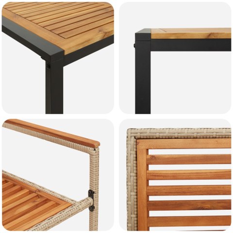 ZESTAW OGRODOWY DO JADALNI 5-CZĘŚCIOWY BEŻOWY POLIRATTAN AKACJA