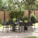 ZESTAW JADALNIANY OGRODOWY 7 CZĘŚCI CZARNY POLIRATTAN SKŁADANE KRZESŁA OGRODOWE Z PODUSZKAMI - ZESTAW 2 CZĘŚCI W
