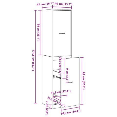 SZAFKA APTEKARSKA CZARNY DĄB 40X41X174.5CM