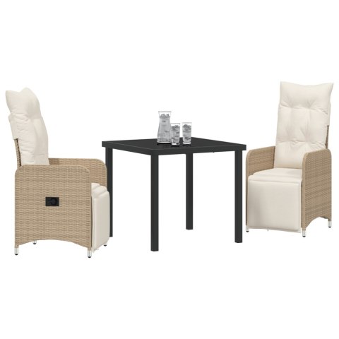 3-CZĘŚCIOWY ZESTAW DO JADALNI OGRODOWEJ Z PODUSZKAMI BEŻOWY POLIRATTAN