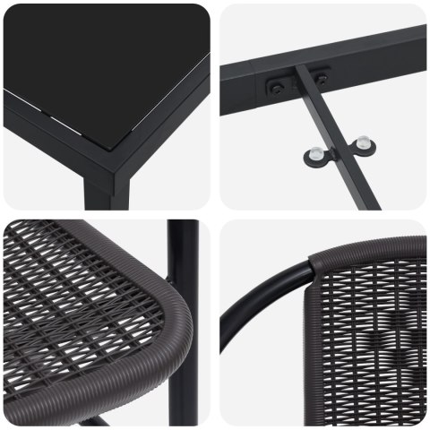 ZESTAW 5-CZĘŚCIOWY KRZESŁA OGRODOWE CZARNY POLIRATTAN