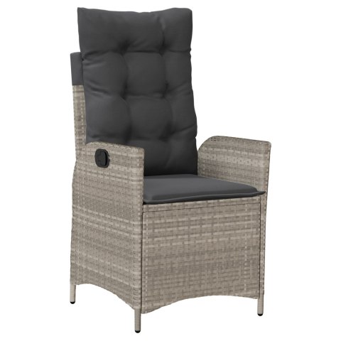 ZESTAW 5-CZĘŚCIOWY DO JADALNI OGRODOWEJ Z PODUSZKAMI JASNOSZARY POLIRATTAN