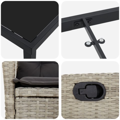 ZESTAW 5-CZĘŚCIOWY DO JADALNI OGRODOWEJ Z PODUSZKAMI JASNOSZARY POLIRATTAN