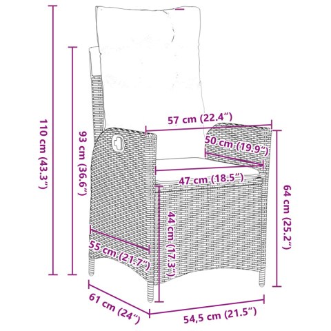ZESTAW 5-CZĘŚCIOWY DO JADALNI OGRODOWEJ Z PODUSZKAMI JASNOSZARY POLIRATTAN