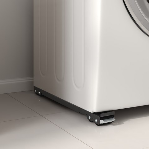 REGULOWANA PODSTAWA POD PRALKE CZARNA STALOWA NA KOLKACH IDEALNA DO PRALNI 46-71CM 300KG