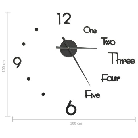 ZEGAR ŚCIENNY 3D NOWOCZESNY DESIGN CZARNY 100CM,XXL