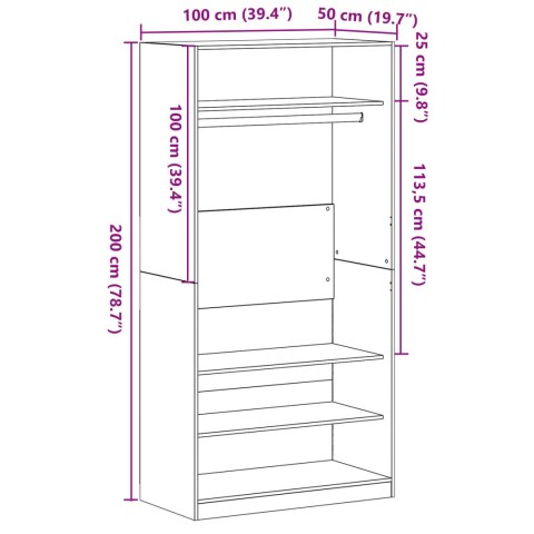 SZAFA W KOLORZE CZARNEGO DĘBU 100X50X200CM
