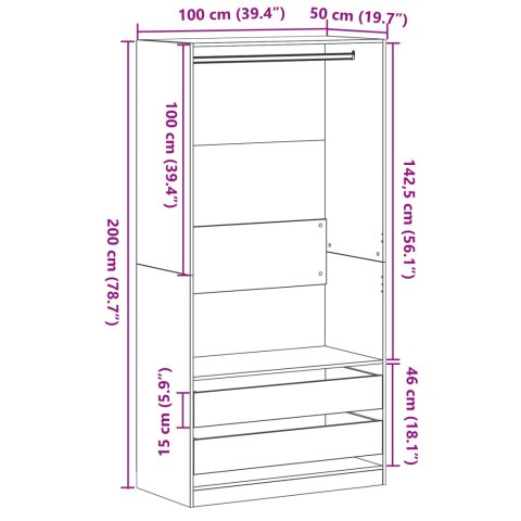 SZAFA W KOLORZE CZARNEGO DĘBU 100X50X200CM